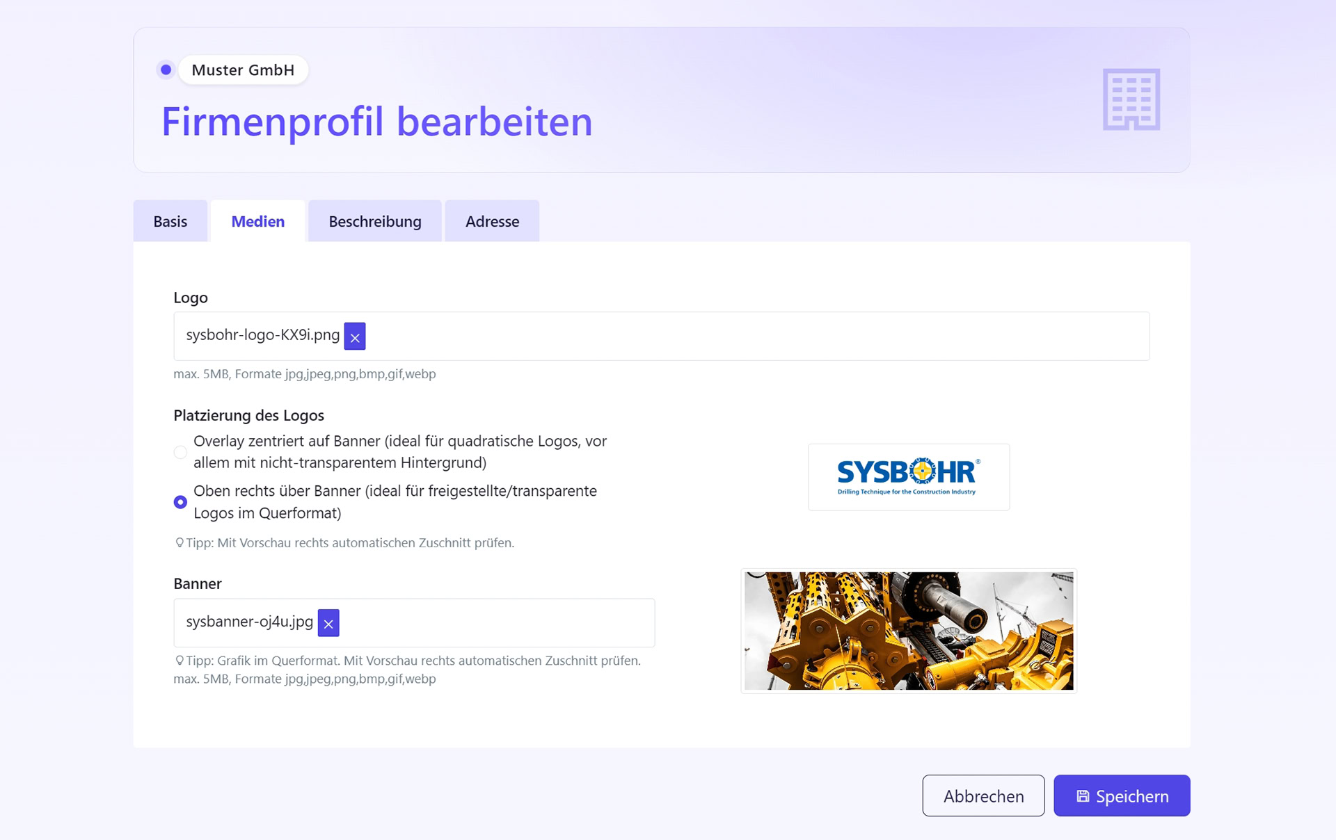 Produkt-Screenshot fulda.jobs: Firmenprofil bearbeiten