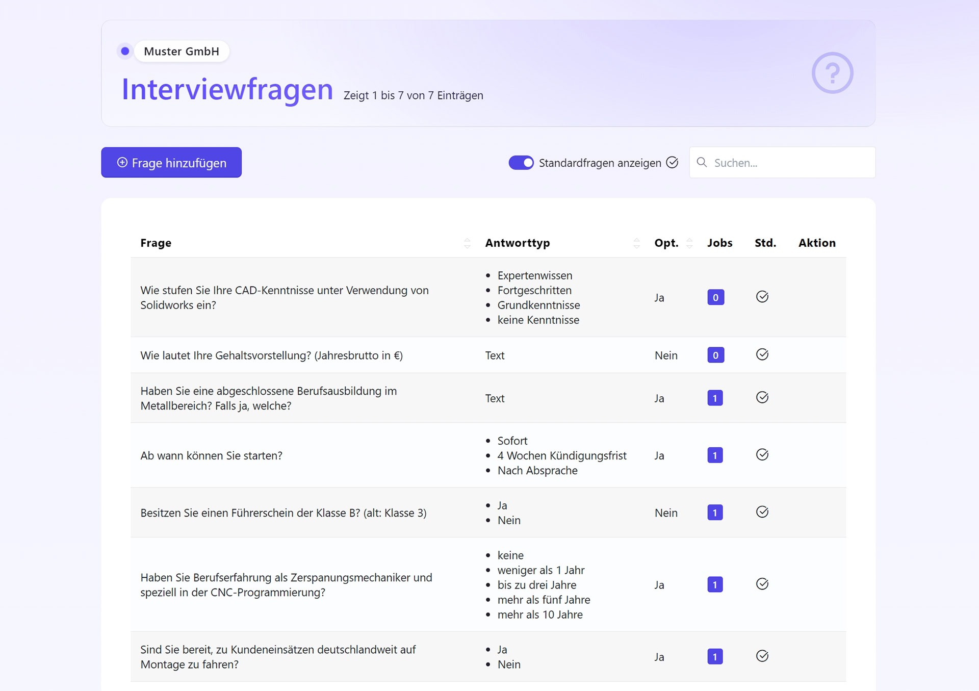 Produkt-Screenshot fulda.jobs: Interviewfragen